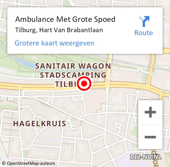 Locatie op kaart van de 112 melding: Ambulance Met Grote Spoed Naar Tilburg, Hart van Brabantlaan op 17 november 2019 18:21