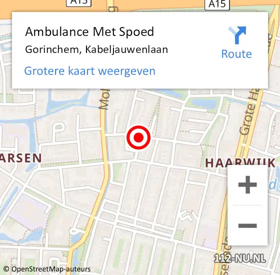 Locatie op kaart van de 112 melding: Ambulance Met Spoed Naar Gorinchem, Kabeljauwenlaan op 17 november 2019 18:32