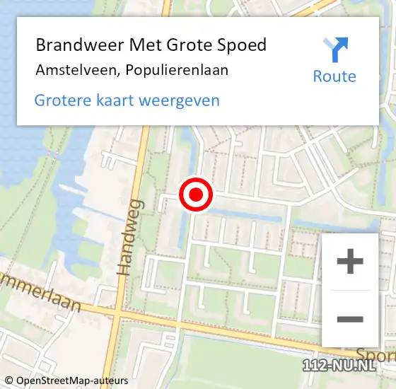 Locatie op kaart van de 112 melding: Brandweer Met Grote Spoed Naar Amstelveen, Populierenlaan op 17 november 2019 18:43