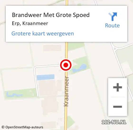 Locatie op kaart van de 112 melding: Brandweer Met Grote Spoed Naar Erp, Kraanmeer op 17 november 2019 18:45