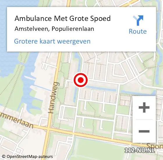 Locatie op kaart van de 112 melding: Ambulance Met Grote Spoed Naar Amstelveen, Populierenlaan op 17 november 2019 18:46