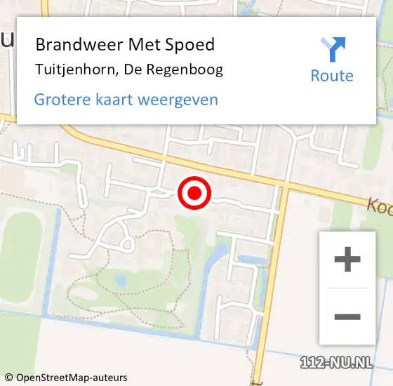 Locatie op kaart van de 112 melding: Brandweer Met Spoed Naar Tuitjenhorn, De Regenboog op 17 november 2019 19:49