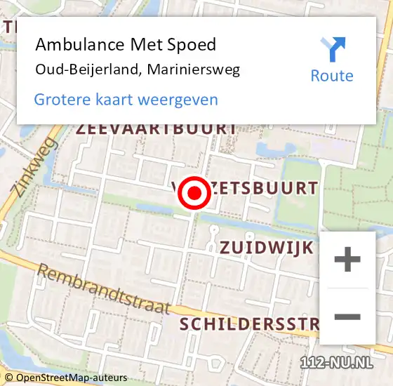 Locatie op kaart van de 112 melding: Ambulance Met Spoed Naar Oud-Beijerland, Mariniersweg op 17 november 2019 22:27