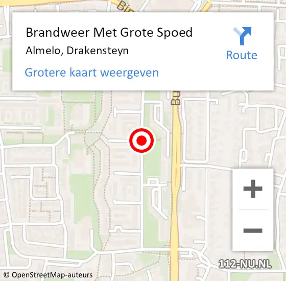 Locatie op kaart van de 112 melding: Brandweer Met Grote Spoed Naar Almelo, Drakensteyn op 17 november 2019 22:37