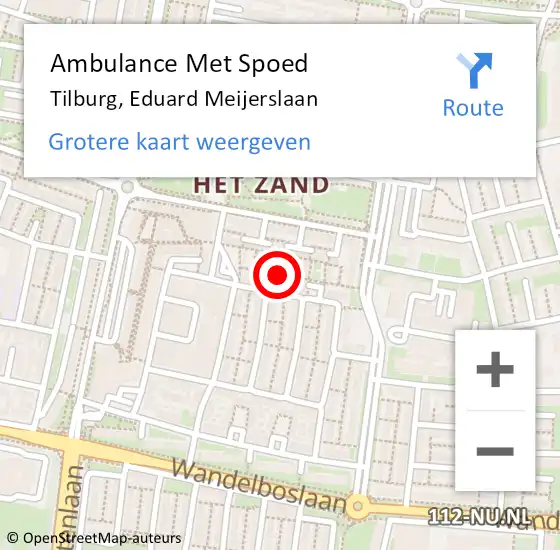 Locatie op kaart van de 112 melding: Ambulance Met Spoed Naar Tilburg, Eduard Meijerslaan op 17 november 2019 23:08