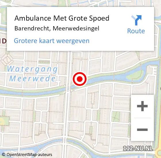 Locatie op kaart van de 112 melding: Ambulance Met Grote Spoed Naar Barendrecht, Meerwedesingel op 18 november 2019 00:37