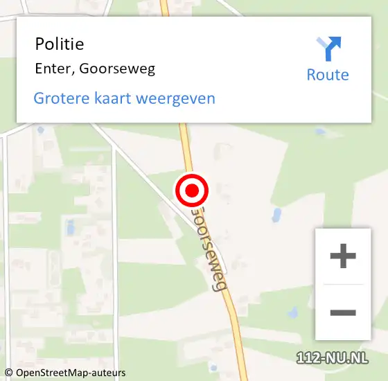 Locatie op kaart van de 112 melding: Politie Enter, Goorseweg op 18 november 2019 08:28