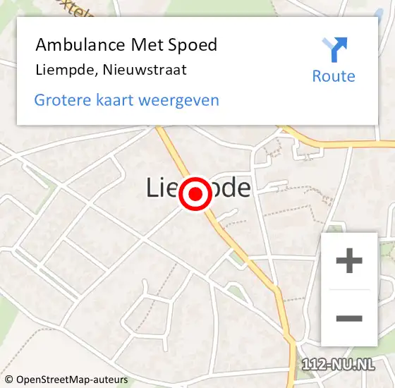 Locatie op kaart van de 112 melding: Ambulance Met Spoed Naar Liempde, Nieuwstraat op 18 november 2019 08:47