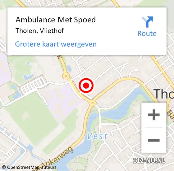 Locatie op kaart van de 112 melding: Ambulance Met Spoed Naar Tholen, Vliethof op 18 november 2019 08:52