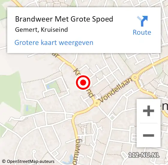 Locatie op kaart van de 112 melding: Brandweer Met Grote Spoed Naar Gemert, Kruiseind op 18 november 2019 08:53