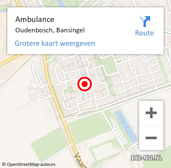 Locatie op kaart van de 112 melding: Ambulance Oudenbosch, Bansingel op 18 november 2019 08:57