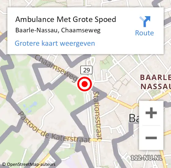 Locatie op kaart van de 112 melding: Ambulance Met Grote Spoed Naar Baarle-Nassau, Chaamseweg op 18 november 2019 10:30