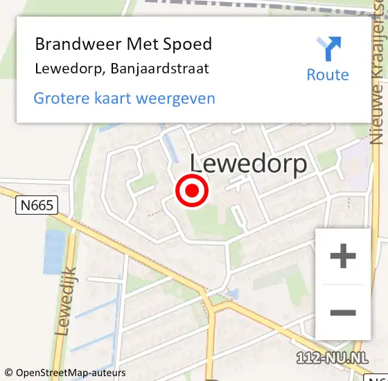 Locatie op kaart van de 112 melding: Brandweer Met Spoed Naar Lewedorp, Banjaardstraat op 18 november 2019 10:52