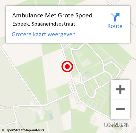 Locatie op kaart van de 112 melding: Ambulance Met Grote Spoed Naar Esbeek, Spaaneindsestraat op 18 november 2019 11:21