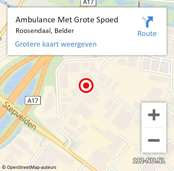 Locatie op kaart van de 112 melding: Ambulance Met Grote Spoed Naar Roosendaal, Belder op 18 november 2019 11:58