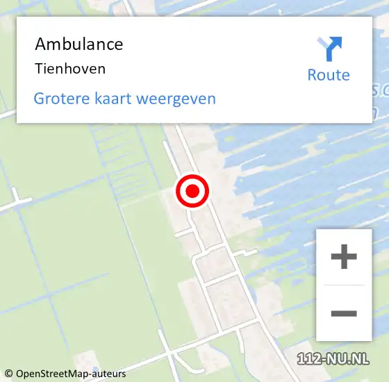 Locatie op kaart van de 112 melding: Ambulance Tienhoven op 18 november 2019 13:13