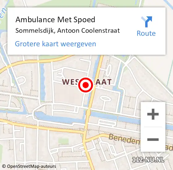 Locatie op kaart van de 112 melding: Ambulance Met Spoed Naar Sommelsdijk, Antoon Coolenstraat op 18 november 2019 14:31