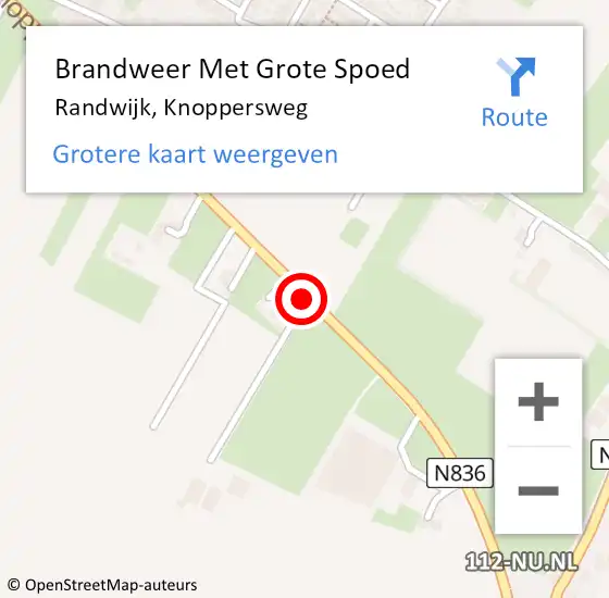 Locatie op kaart van de 112 melding: Brandweer Met Grote Spoed Naar Randwijk, Knoppersweg op 18 november 2019 15:05