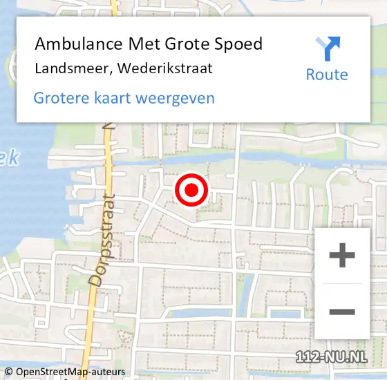 Locatie op kaart van de 112 melding: Ambulance Met Grote Spoed Naar Landsmeer, Wederikstraat op 18 november 2019 15:12