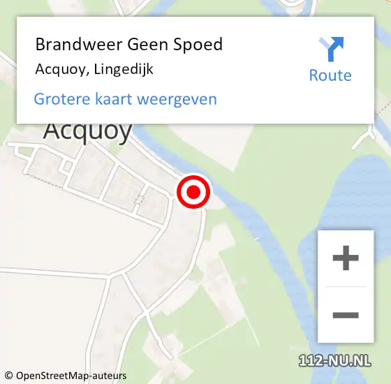 Locatie op kaart van de 112 melding: Brandweer Geen Spoed Naar Acquoy, Lingedijk op 18 november 2019 15:35