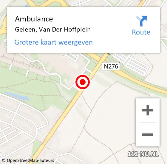 Locatie op kaart van de 112 melding: Ambulance Geleen, Van Der Hoffplein op 18 november 2019 15:41