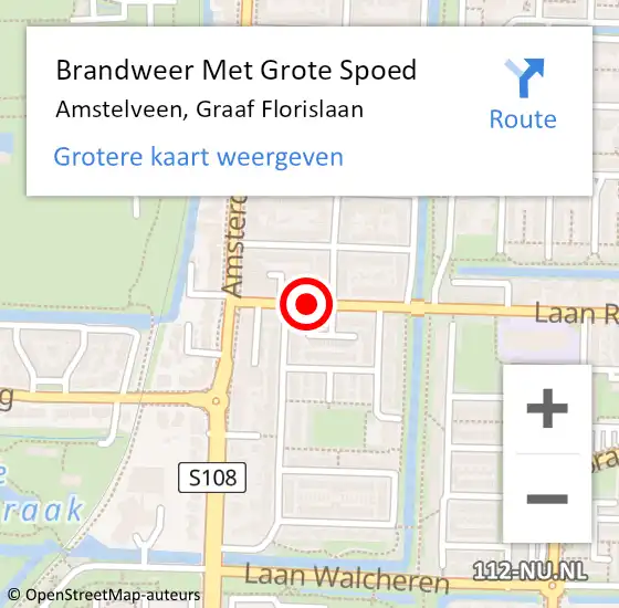 Locatie op kaart van de 112 melding: Brandweer Met Grote Spoed Naar Amstelveen, Graaf Florislaan op 18 november 2019 16:28