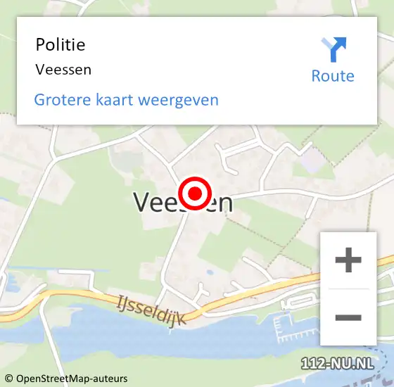 Locatie op kaart van de 112 melding: Politie Veessen op 18 november 2019 16:29