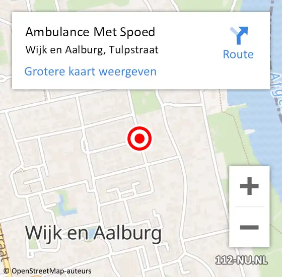Locatie op kaart van de 112 melding: Ambulance Met Spoed Naar Wijk en Aalburg, Tulpstraat op 18 november 2019 16:39