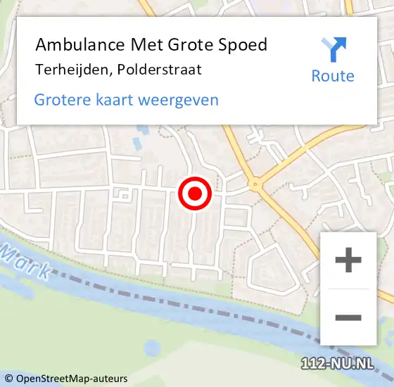 Locatie op kaart van de 112 melding: Ambulance Met Grote Spoed Naar Terheijden, Polderstraat op 18 november 2019 16:56