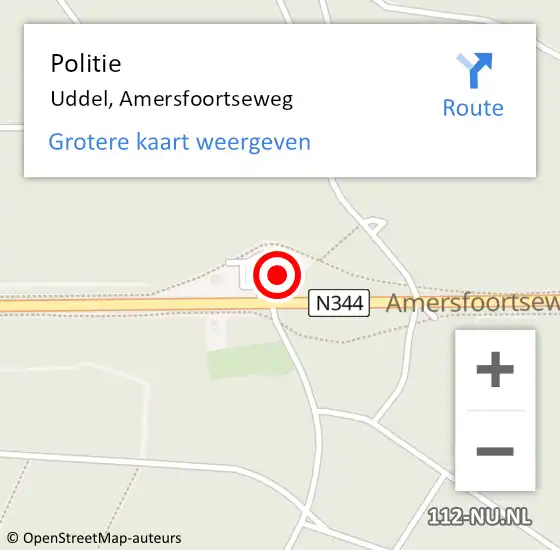 Locatie op kaart van de 112 melding: Politie Uddel, Amersfoortseweg op 18 november 2019 17:07