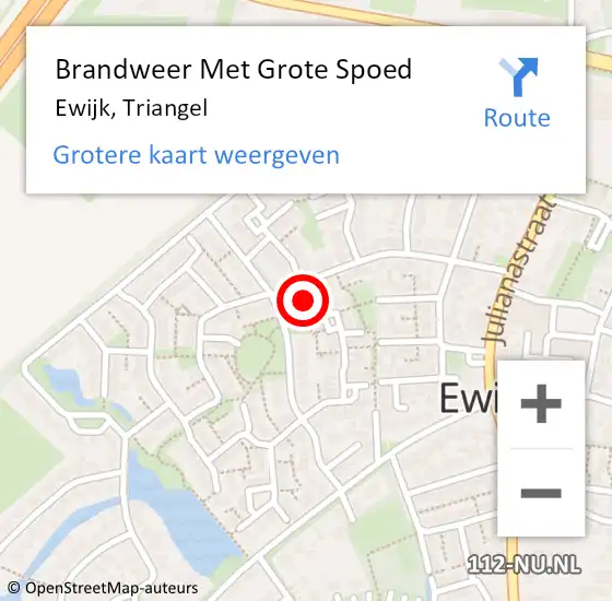 Locatie op kaart van de 112 melding: Brandweer Met Grote Spoed Naar Ewijk, Triangel op 18 november 2019 17:23