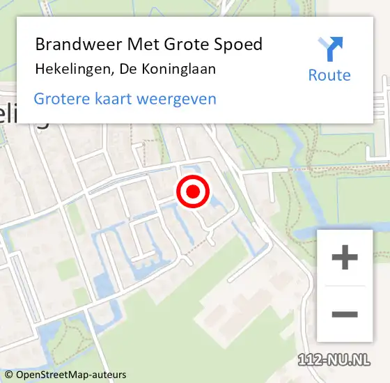 Locatie op kaart van de 112 melding: Brandweer Met Grote Spoed Naar Hekelingen, De Koninglaan op 29 september 2013 12:20