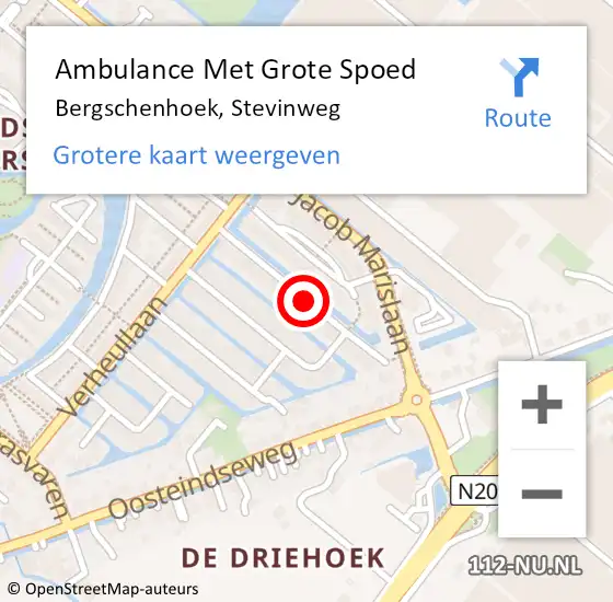 Locatie op kaart van de 112 melding: Ambulance Met Grote Spoed Naar Bergschenhoek, Stevinweg op 18 november 2019 18:26