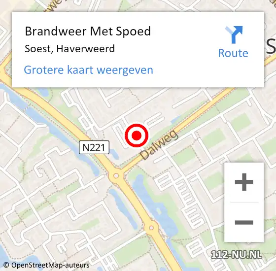 Locatie op kaart van de 112 melding: Brandweer Met Spoed Naar Soest, Haverweerd op 18 november 2019 18:35