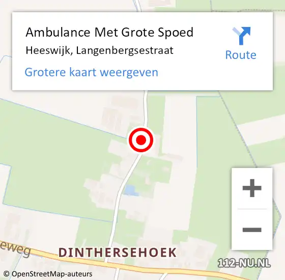 Locatie op kaart van de 112 melding: Ambulance Met Grote Spoed Naar Heeswijk, Langenbergsestraat op 18 november 2019 19:41