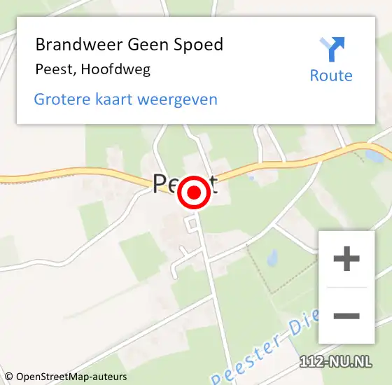 Locatie op kaart van de 112 melding: Brandweer Geen Spoed Naar Peest, Hoofdweg op 18 november 2019 19:43