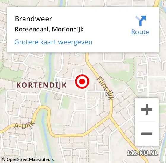 Locatie op kaart van de 112 melding: Brandweer Roosendaal, Moriondijk op 18 november 2019 20:22