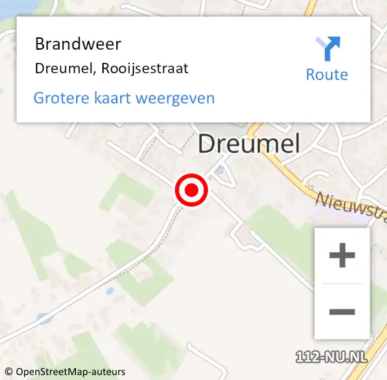 Locatie op kaart van de 112 melding: Brandweer Dreumel, Rooijsestraat op 18 november 2019 20:26