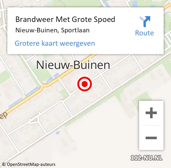 Locatie op kaart van de 112 melding: Brandweer Met Grote Spoed Naar Nieuw-Buinen, Sportlaan op 18 november 2019 22:15