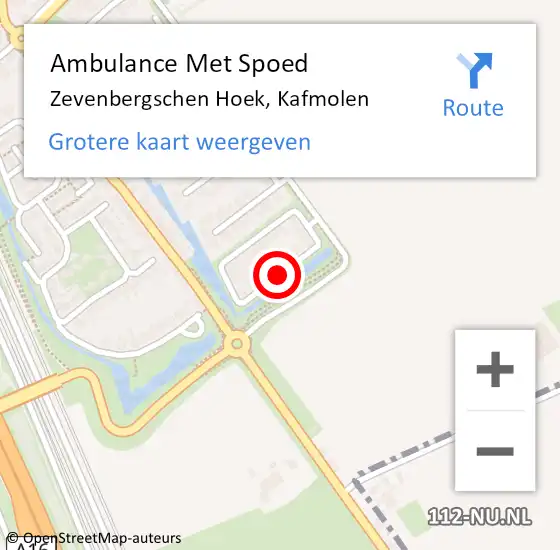 Locatie op kaart van de 112 melding: Ambulance Met Spoed Naar Zevenbergschen Hoek, Kafmolen op 18 november 2019 22:31