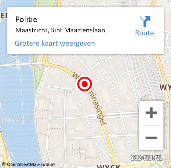 Locatie op kaart van de 112 melding: Politie Maastricht, Sint Maartenslaan op 18 november 2019 22:52