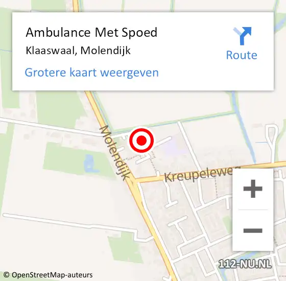 Locatie op kaart van de 112 melding: Ambulance Met Spoed Naar Klaaswaal, Molendijk op 18 november 2019 23:07
