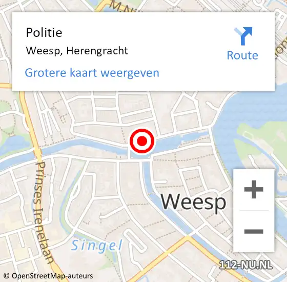 Locatie op kaart van de 112 melding: Politie Weesp, Herengracht op 19 november 2019 01:13