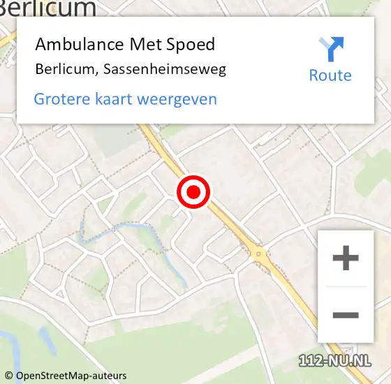 Locatie op kaart van de 112 melding: Ambulance Met Spoed Naar Berlicum, Sassenheimseweg op 19 november 2019 05:03