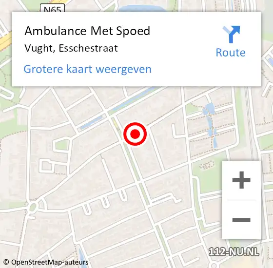 Locatie op kaart van de 112 melding: Ambulance Met Spoed Naar Vught, Esschestraat op 19 november 2019 07:18