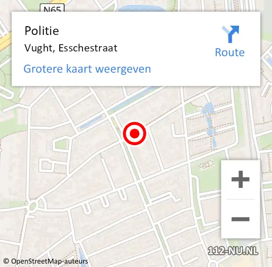 Locatie op kaart van de 112 melding: Politie Vught, Esschestraat op 19 november 2019 07:19