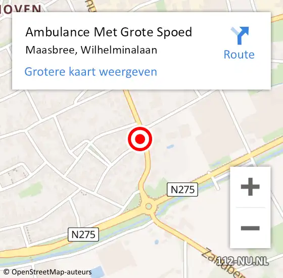 Locatie op kaart van de 112 melding: Ambulance Met Grote Spoed Naar Maasbree, Wilhelminalaan op 19 november 2019 07:50