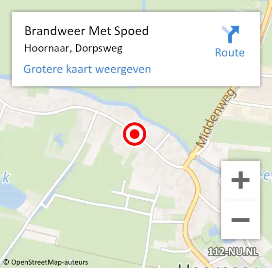 Locatie op kaart van de 112 melding: Brandweer Met Spoed Naar Hoornaar, Dorpsweg op 19 november 2019 08:13