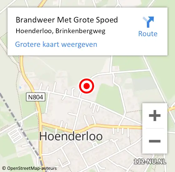 Locatie op kaart van de 112 melding: Brandweer Met Grote Spoed Naar Hoenderloo, Brinkenbergweg op 20 april 2014 08:55