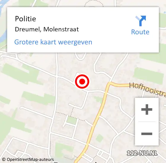 Locatie op kaart van de 112 melding: Politie Dreumel, Molenstraat op 19 november 2019 09:24